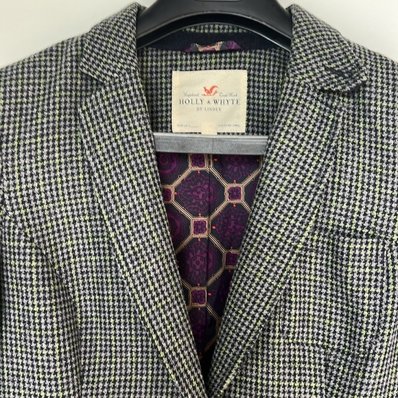 Wool blend blazer size EU38 grey green padded elbow NWOT pockets front lined - Picture 5 of 17